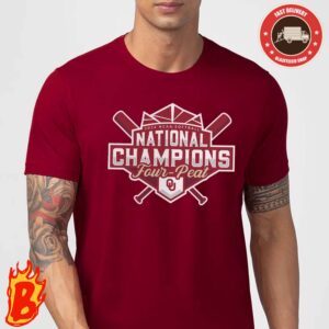 Oklahoma Sooners Four Peat NCAA Softball Womens College World Series Champions Official Logo Unisex T-Shirt