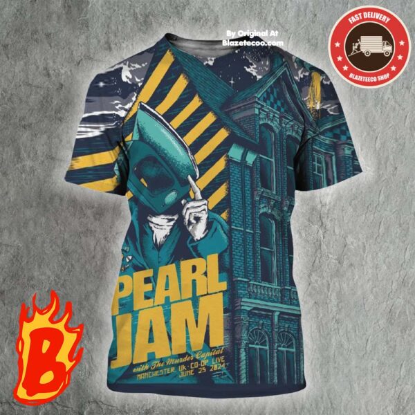 Pearl Jam Dark Matter World Tour With The Murder Capital At Manchester UK On June 25 2024 Art By Mark Reynolds All Over Print Shirt