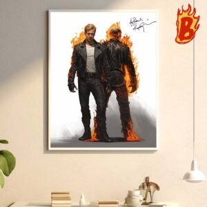 Ryan Gossling Is The Ghost Rider Character In The MCU Wall Decor Poster Canvas
