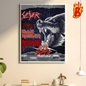 Slayer x Slipknot x Iron Maiden x Motley Crue Merch For The Concert At Aftershock Festival Show On October 10-13 2024 Wall Decor Poster Canvas