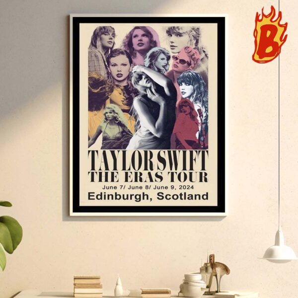 Taylor Swift June 7-9 2024 Scottish Gas Murrayfield Stadium Edinburgh Scotland Merch Poster Wall Decor Poster Canvas