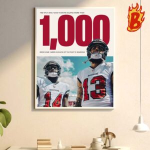 The NFL Only Duo DeVonta Smith And AJ Brown To Both Eclipse More Than 1000 Receiving Yards In Each Of The Past 3 Season Wall Decor Poster Canvas