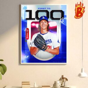 Tyler Glasnow From Los Angeles Dodgers Is The First Pitcher To Reach 100 Ks On The Season MLB Wall Decor Poster Canvas