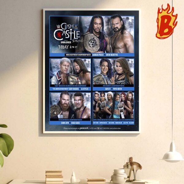 WWE Clash At The Castle Scotland 2024 All Match Card Poster Walll Decor Poster Canvas