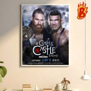 WWE Slash At The Castle Scotland 2024 Sami Zayn Head To Head Chad Gable At Saturday June 15 Wall Decor Poster Canvas