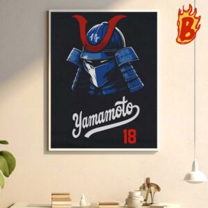 Yoshinobu Yamamoto Samurai Los Angeles Dodgers Wall Decor Poster Canvas